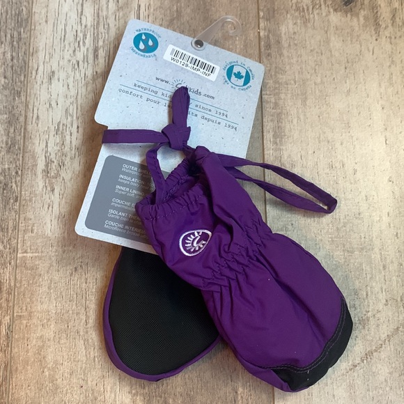 Calikids NWT mittens waterproof purple and black infant baby 6-12 months - Picture 3 of 4